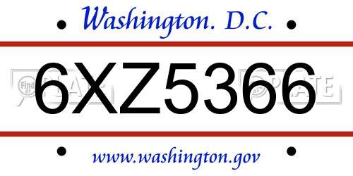 6XZ5366 District Of Columbia License Plate