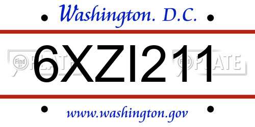 6XZI211 District Of Columbia License Plate