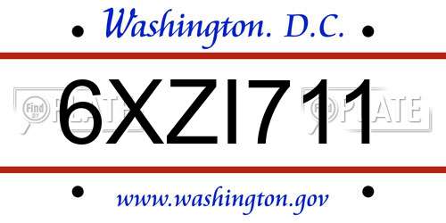6XZI711 District Of Columbia License Plate