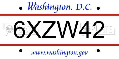 6XZW42 District Of Columbia License Plate