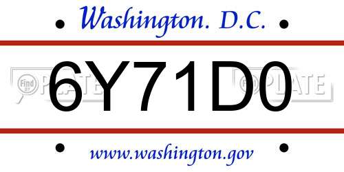 6Y71D0 District Of Columbia License Plate