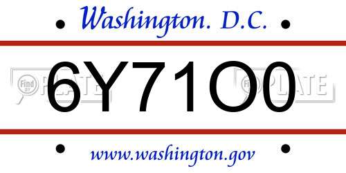 6Y71O0 District Of Columbia License Plate