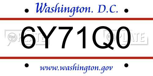 6Y71Q0 District Of Columbia License Plate