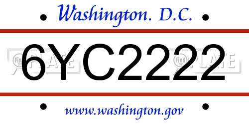 6YC2222 District Of Columbia License Plate