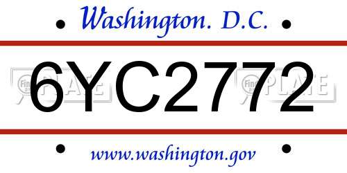 6YC2772 District Of Columbia License Plate