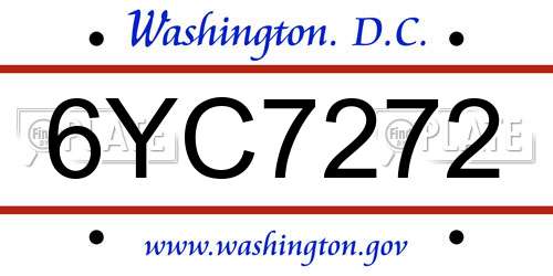 6YC7272 District Of Columbia License Plate