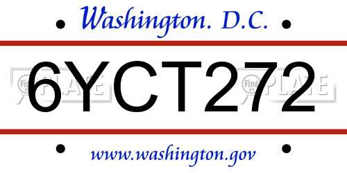 6YCT272 District Of Columbia License Plate