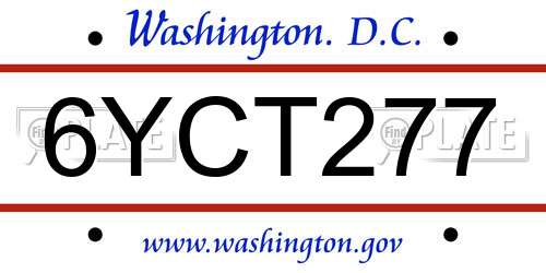 6YCT277 District Of Columbia License Plate