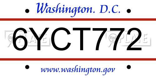 6YCT772 District Of Columbia License Plate