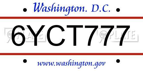 6YCT777 District Of Columbia License Plate