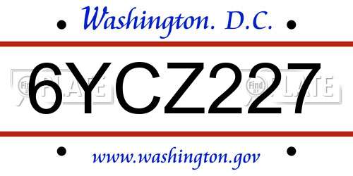 6YCZ227 District Of Columbia License Plate