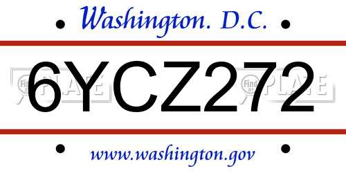 6YCZ272 District Of Columbia License Plate
