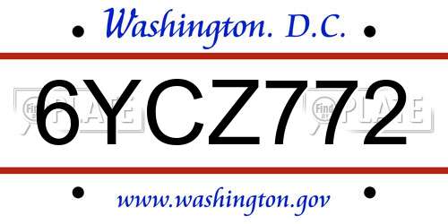 6YCZ772 District Of Columbia License Plate