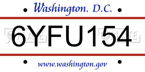 6YFU154 District Of Columbia License Plate