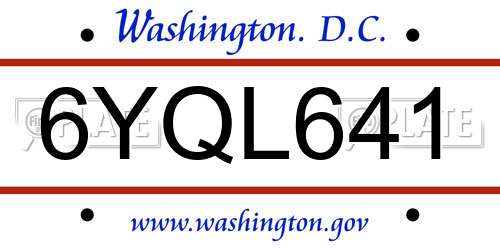 6YQL641 District Of Columbia License Plate
