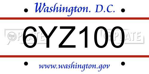 6YZ100 District Of Columbia License Plate