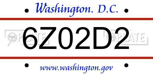 6Z02D2 District Of Columbia License Plate