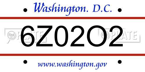 6Z02O2 District Of Columbia License Plate