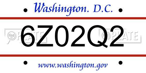 6Z02Q2 District Of Columbia License Plate