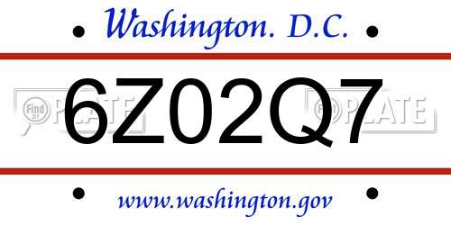6Z02Q7 District Of Columbia License Plate