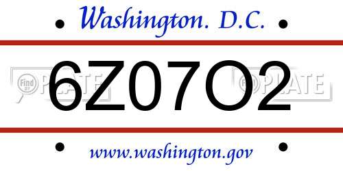 6Z07O2 District Of Columbia License Plate