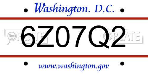 6Z07Q2 District Of Columbia License Plate
