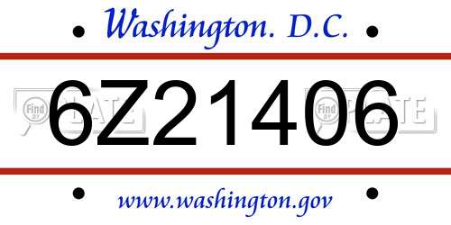 6Z21406 District Of Columbia License Plate