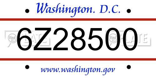 6Z28500 District Of Columbia License Plate