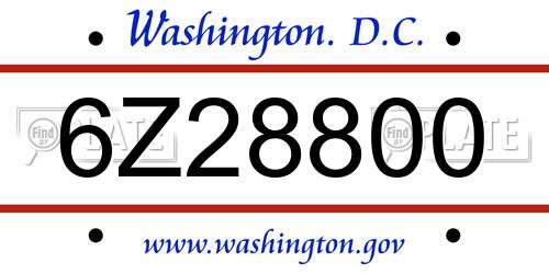 6Z28800 District Of Columbia License Plate