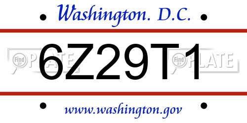 6Z29T1 District Of Columbia License Plate