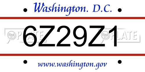 6Z29Z1 District Of Columbia License Plate