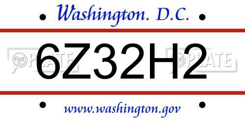 6Z32H2 District Of Columbia License Plate