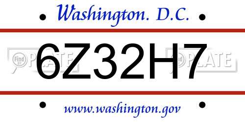6Z32H7 District Of Columbia License Plate