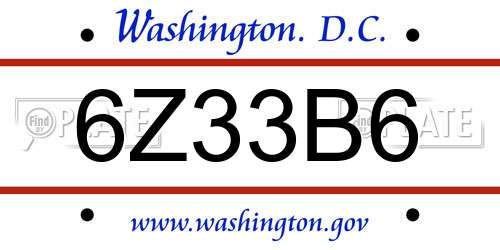 6Z33B6 District Of Columbia License Plate