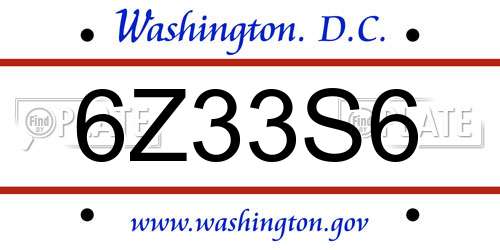 6Z33S6 District Of Columbia License Plate