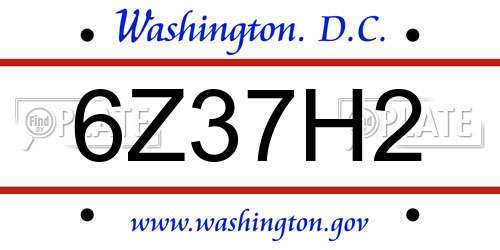 6Z37H2 District Of Columbia License Plate