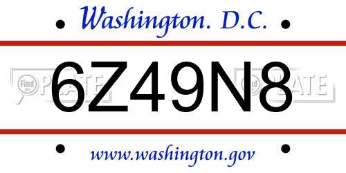 6Z49N8 District Of Columbia License Plate