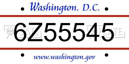 6Z55545 District Of Columbia License Plate
