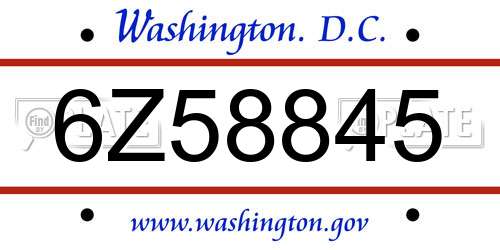 6Z58845 District Of Columbia License Plate