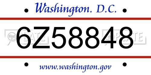 6Z58848 District Of Columbia License Plate