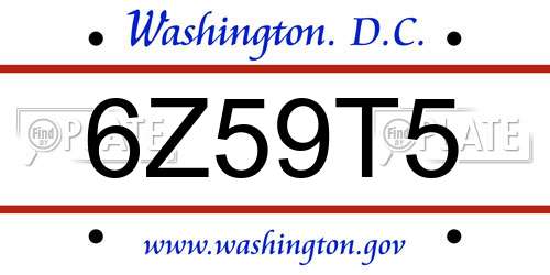 6Z59T5 District Of Columbia License Plate
