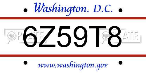 6Z59T8 District Of Columbia License Plate