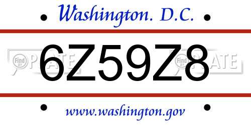 6Z59Z8 District Of Columbia License Plate