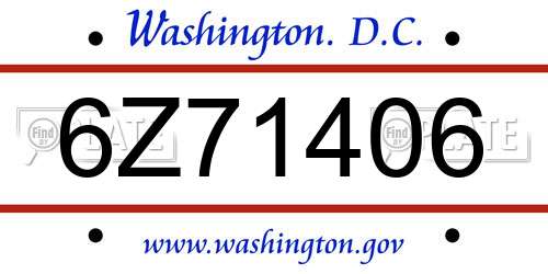 6Z71406 District Of Columbia License Plate