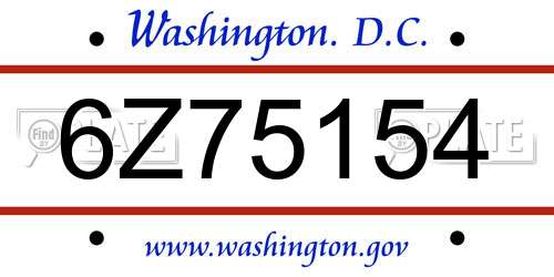 6Z75154 District Of Columbia License Plate