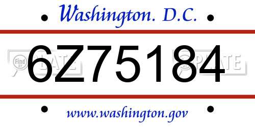 6Z75184 District Of Columbia License Plate