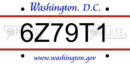 6Z79T1 District Of Columbia License Plate