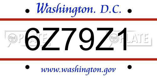 6Z79Z1 District Of Columbia License Plate
