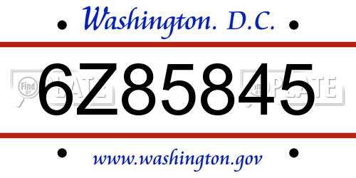 6Z85845 District Of Columbia License Plate
