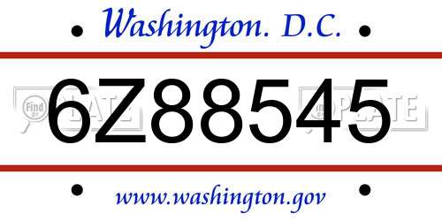 6Z88545 District Of Columbia License Plate